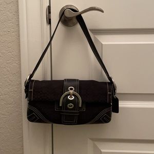 Coach fabric leather trim shoulder bag
